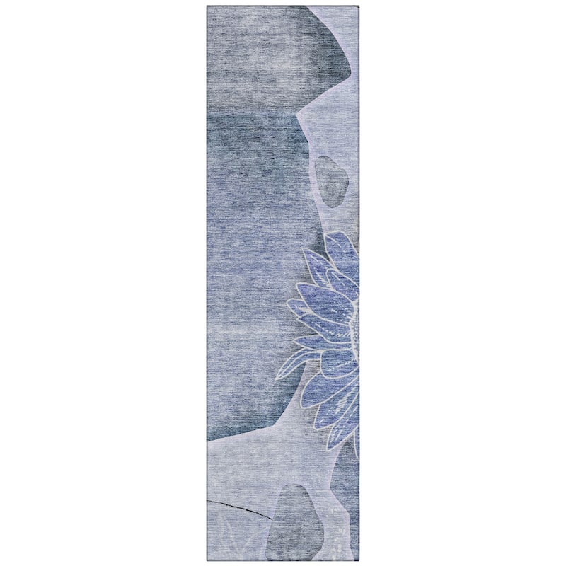 Machine Washable Indoor/ Outdoor Chantille Modern Sunflower Rug