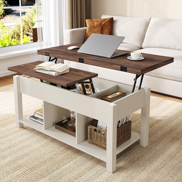 40" LED Lifting Top Coffee Table 3 Hidden Storage Compartment On Sale