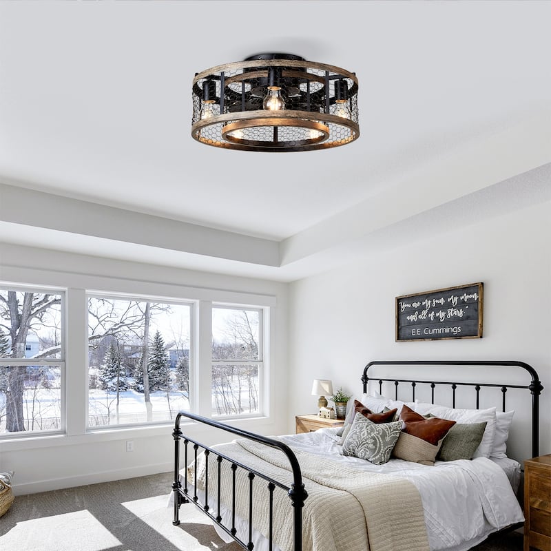 Anmytek 20'' Quiet Cage Ceiling Fan with Light & Remote - Chandelier and ceiling fan 2 in 1