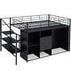 preview thumbnail 9 of 8, Black Metal Loft Bed with Drawers, Storage Staircase and Small Wardrobe for Kids, Boys and Girls, Bedroom