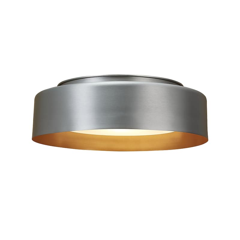 White And Gold Modern Ceiling Light 16 inch - 16" - Satin Nickel