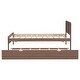 preview thumbnail 10 of 11, Twin Size Platform Bed Simple Wood Bed Frame with Twin Trundle Underneath, Wood Slat Support No Box Spring Needed, Walnut