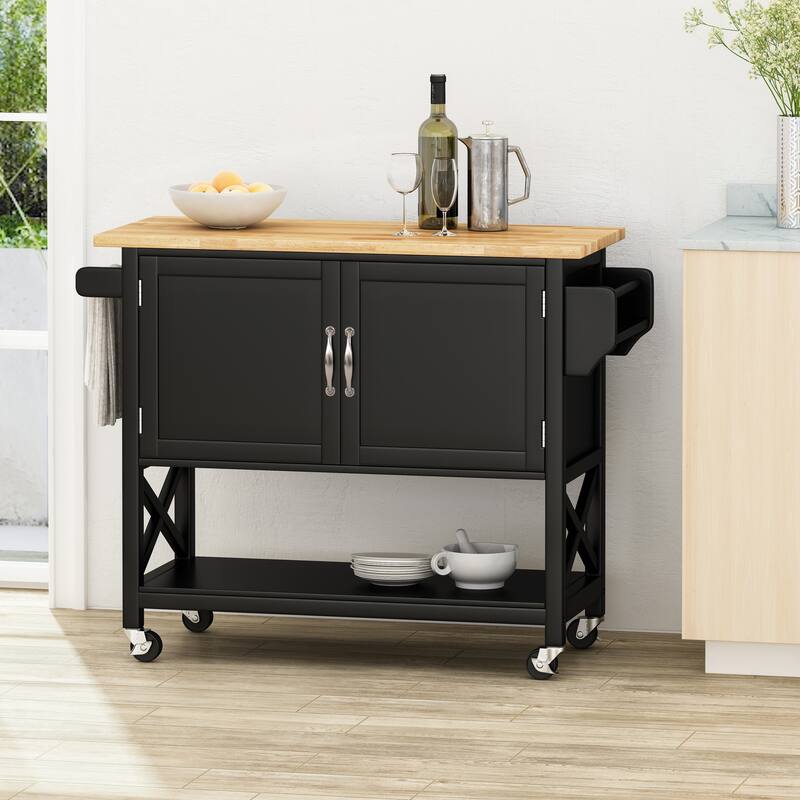 Finzer Farmhouse Kitchen Cart with Wheels by Christopher Knight Home - 43.12" W x 17.25" L x 35.25" H