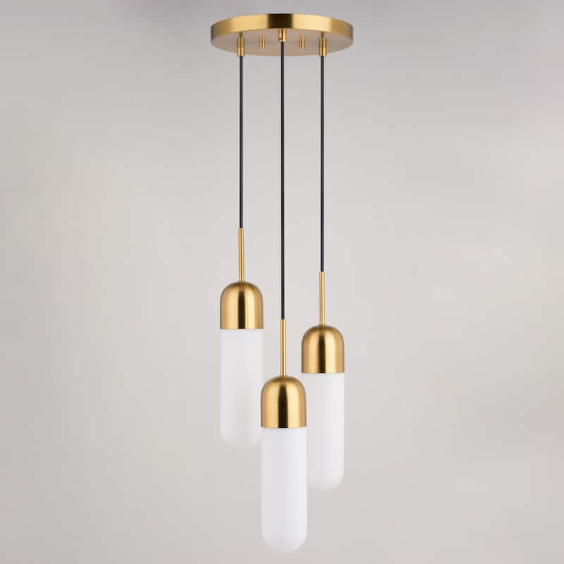 Thalia 3L Contemporary Pendant Light White Pill Glass