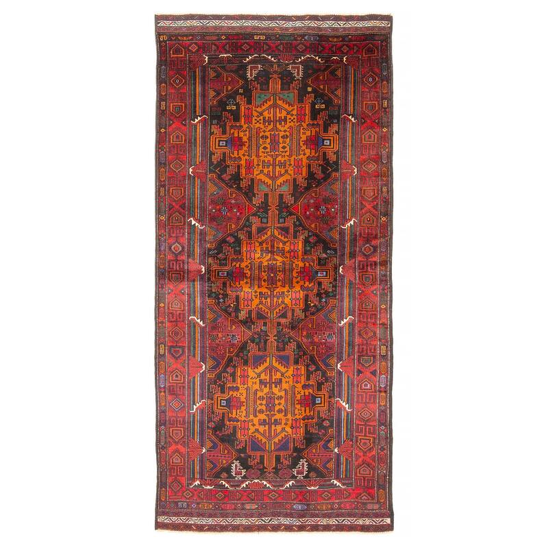 ECARPETGALLERY Hand-knotted Teimani Burgundy Wool Rug - 3'7 x 7'10 - Burgundy - 3'7 x 7'10