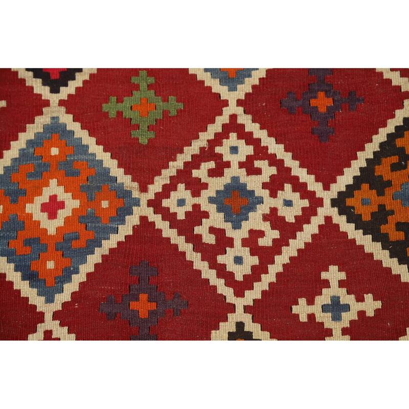 Vegetable Dye Kilim Qashqai Persian Rug Flatweave Wool Carpet - 4'5" x 8'3"