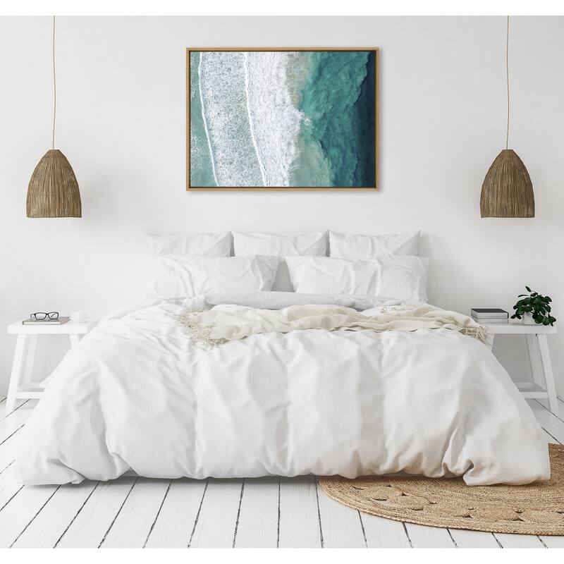 Kate and Laurel Sylvie Ocean Waves Canvas by Creative Bunch Studio