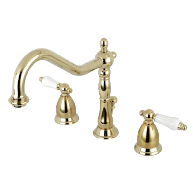 Kingston Brass Heritage Widespread Bathroom Faucet with Brass Pop-Up - Polished Brass