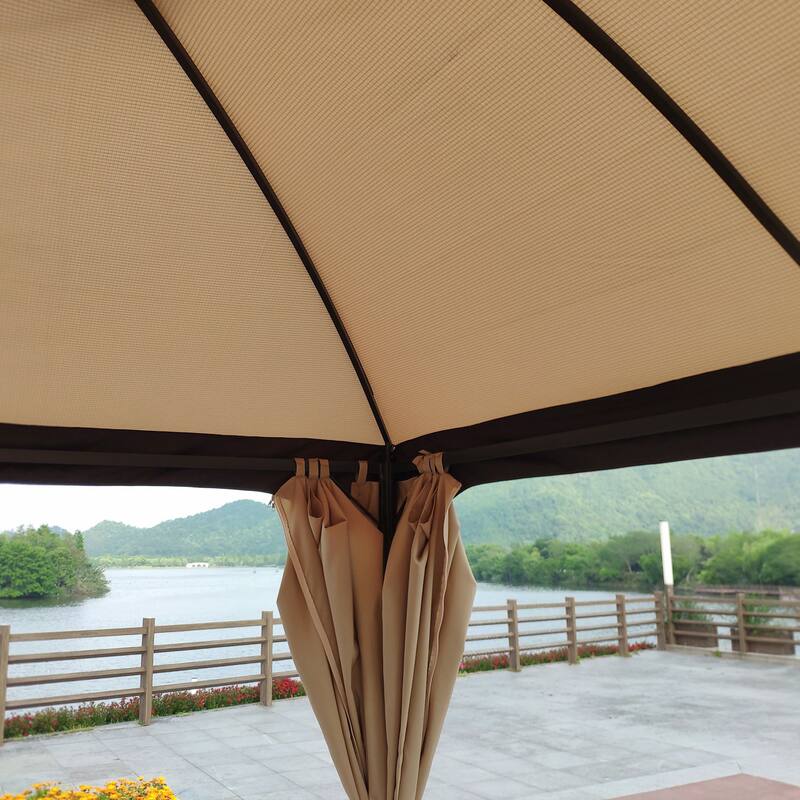 10x10 Ft Outdoor Patio Garden Gazebo Canopy, Outdoor Shading, Gazebo Tent With Curtains