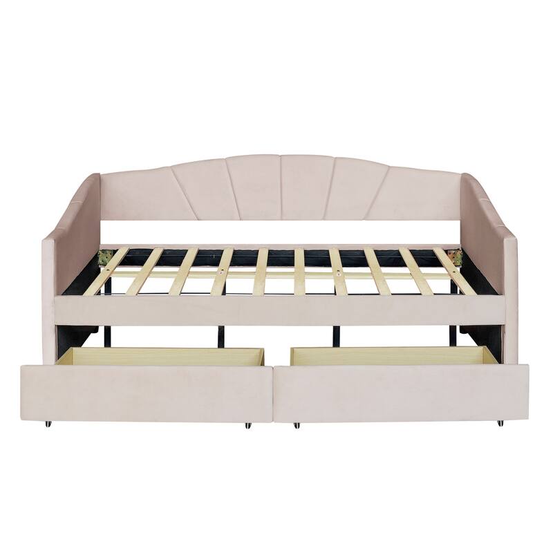Elegant Twin Daybed with Velvet Upholstery, Drawers for Storage, and Sturdy Frame