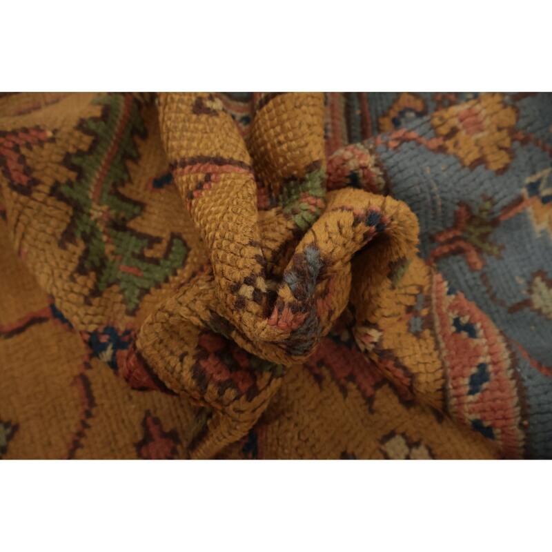 Hand Knotted Oriental 100% Wool Carpet Transitional Floral Oranges & Rust Oushak Area Rug - 8' 0'' X 6' 7''