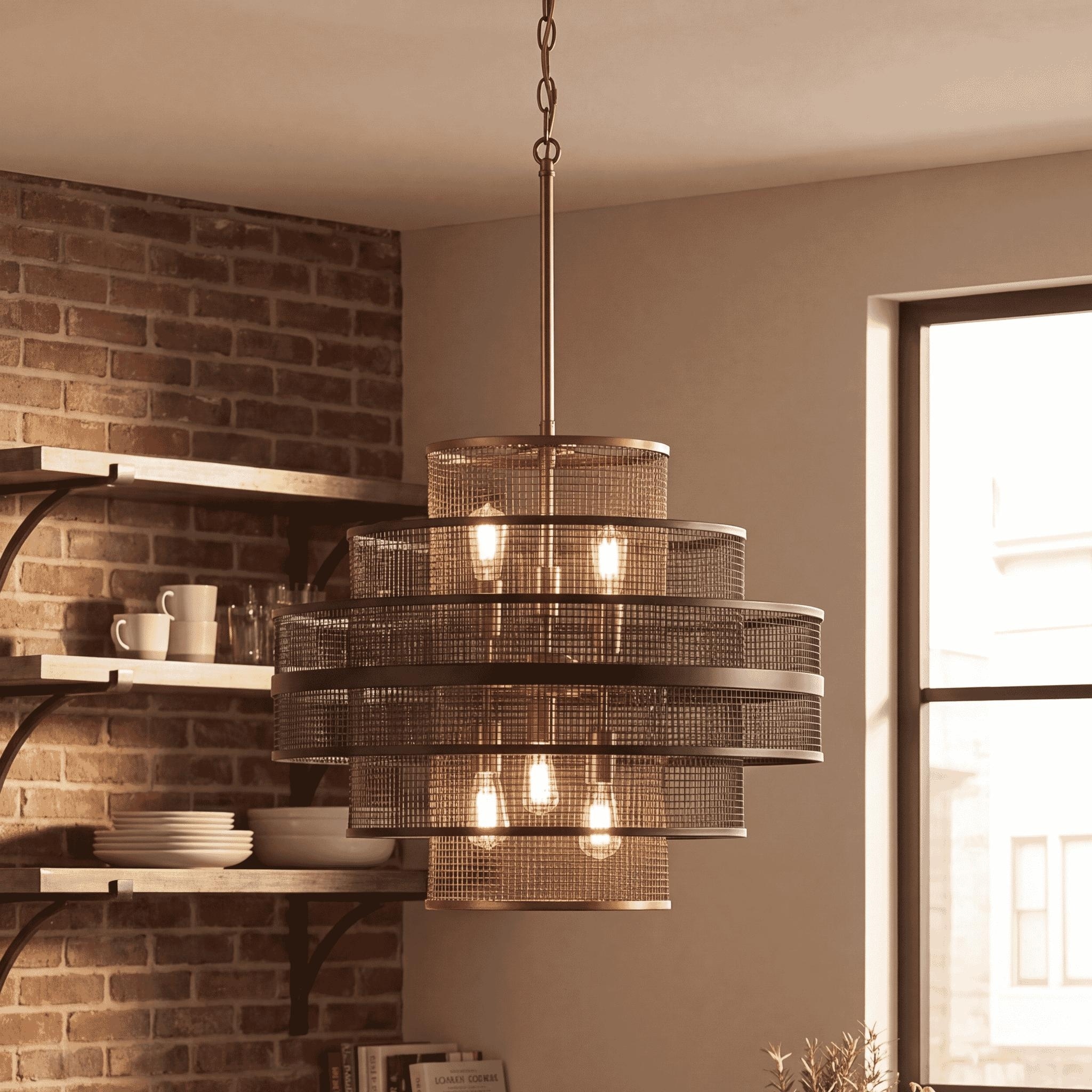 Kelvin 6-Light Pendant in Matte Black with Warm Brass