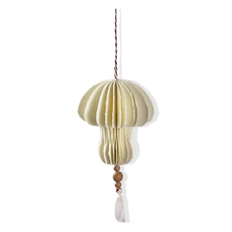 White Paper Mushroom Ornament - 4.7" Christmas Tree Decoration, Dust Clean, Eco-Friendly Holiday Decor