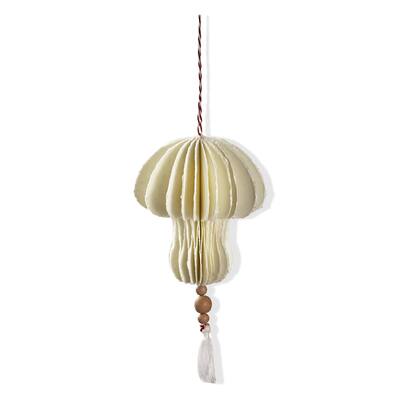 White Paper Mushroom Ornament - 4.7" Christmas Tree Decoration, Dust Clean, Eco-Friendly Holiday Decor