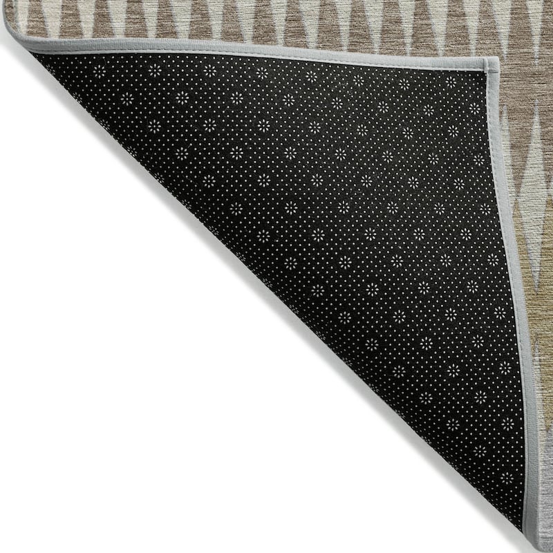 Beige Gray And Brown Striped Washable Indoor Outdoor Area Rug - 3' x 5'