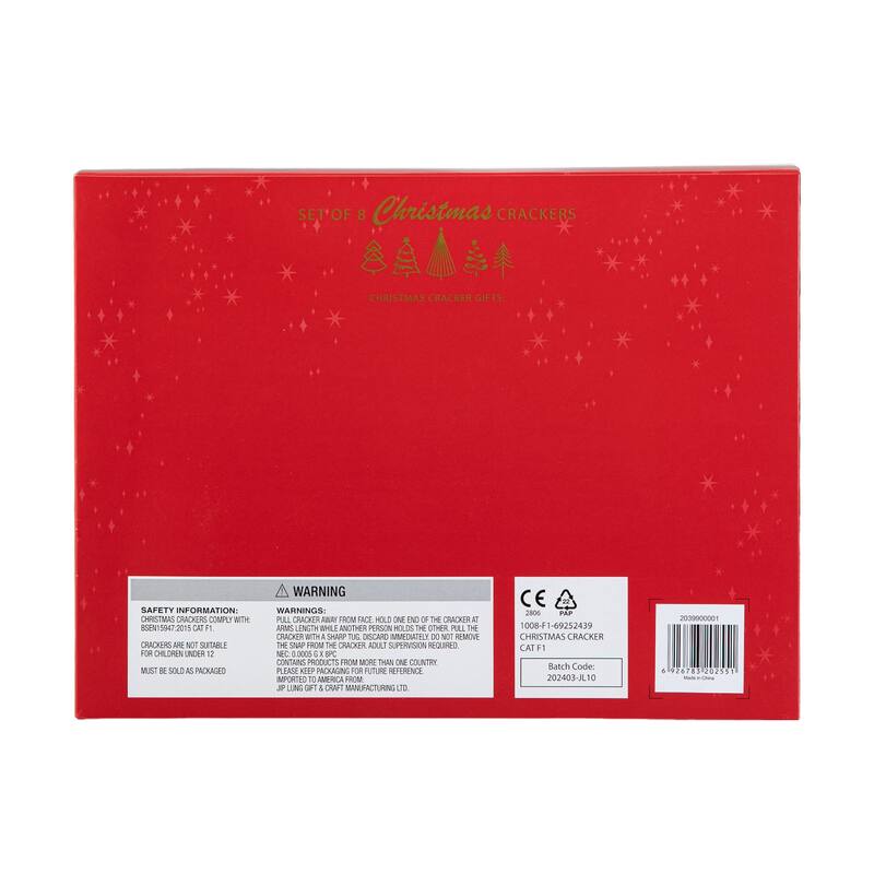 Glitzhome 14PK Christmas Santa Snowman Penguin Reindeer & Holy Leaves Party Crackers with Gift Contents