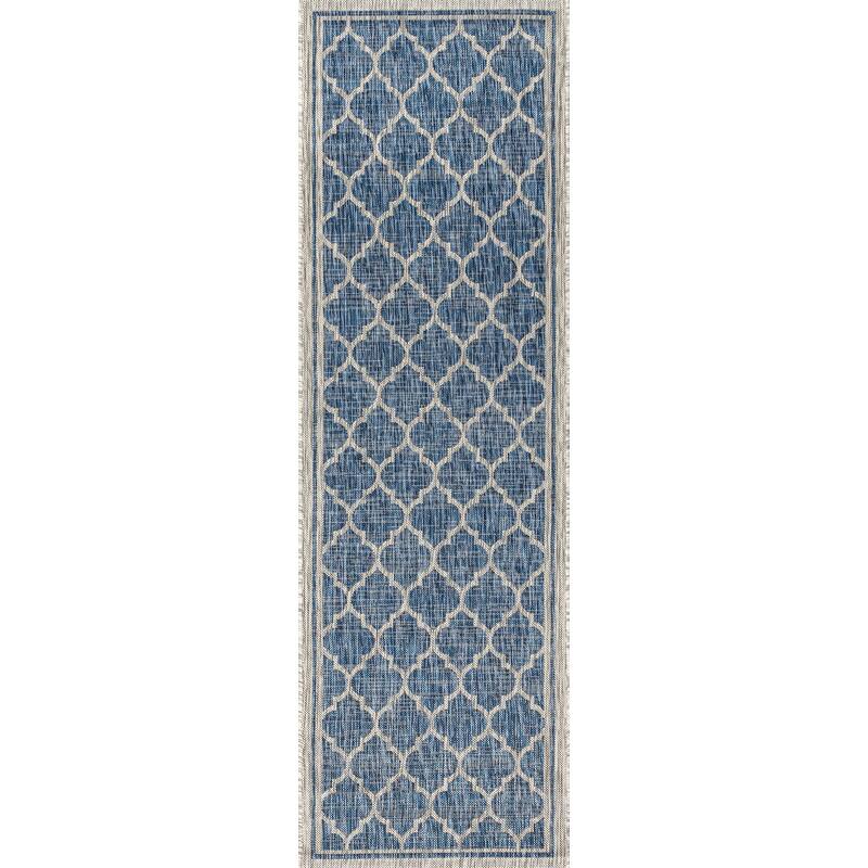 JONATHAN Y Zinnia Textured Weave Indoor/Outdoor Area Rug - 2 X 8 - Navy/Gray