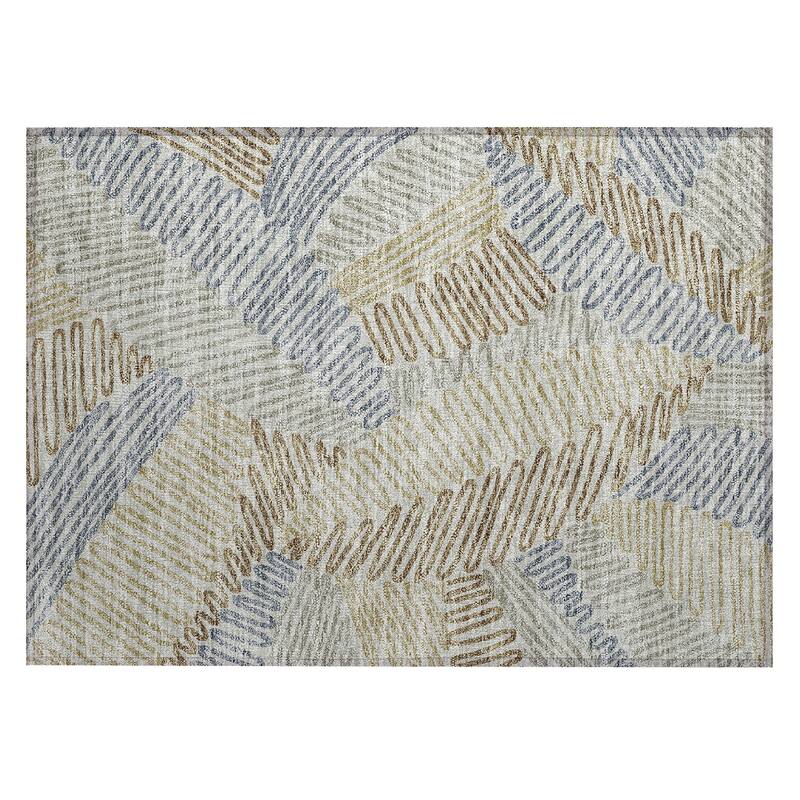 Machine Washable Indoor/ Outdoor Chantille Contemporary Squiggles Rug