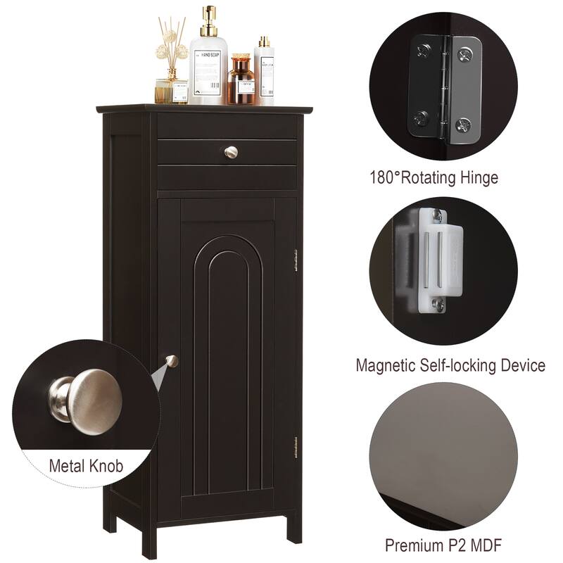Costway Bathroom Floor Cabinet Storage Organizer Free-Standing with