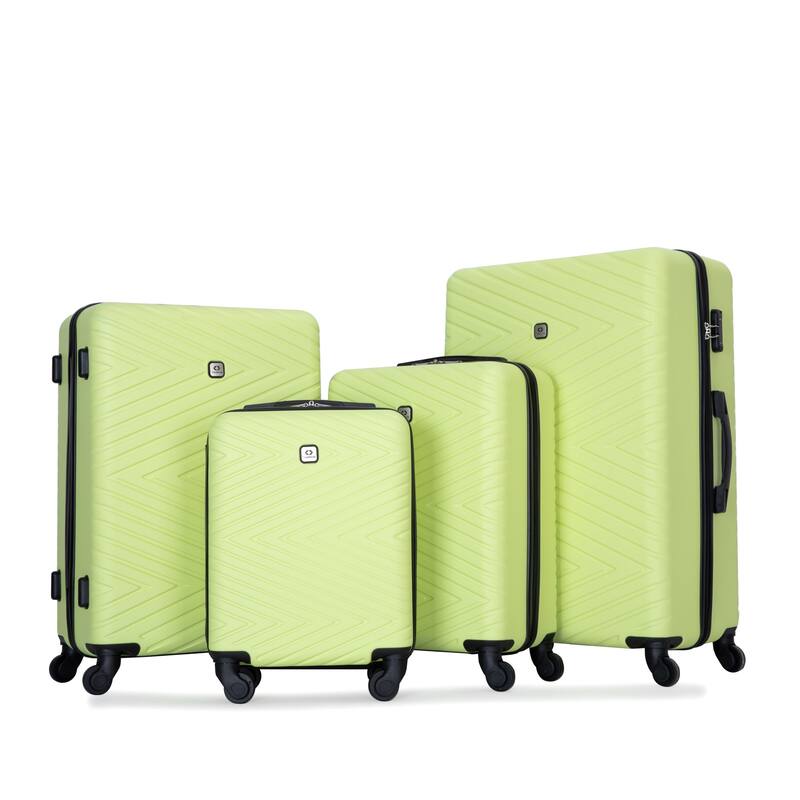 4-Piece Modern Lightweight Luggage with Adjustable Drawbar, Swivel Wheels and TSA Lock, for Boarding Travel, Fluorescent Green