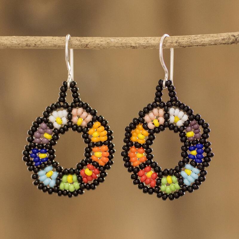 Novica Handmade Floral Dream Beaded Dangle Earrings