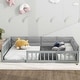 preview thumbnail 15 of 24, Full Size Upholstered Platform Bed with Guardrail, Fluffy Pillows, and Sturdy Pine Wood Bed Frame Safety Guardrails, Beige