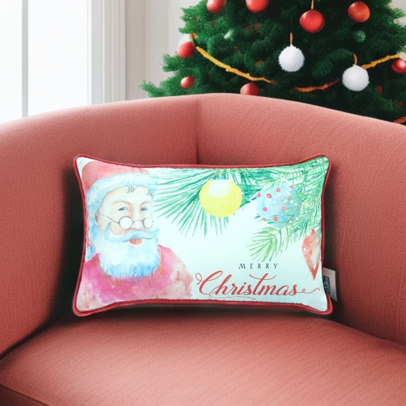 HomeRoots 12" X 20" Red and White Christmas Polyester Pillow Cover