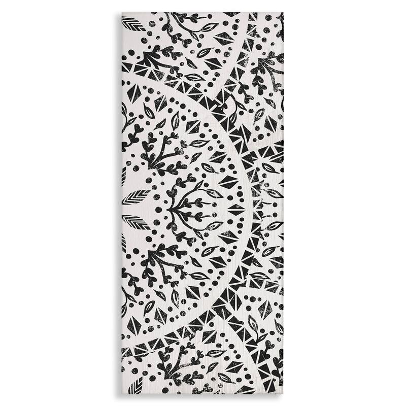 Stupell Boho Fractal Pattern Study Vintage Style Distressed Botanicals Canvas Wall Art - Black - 17 x 40