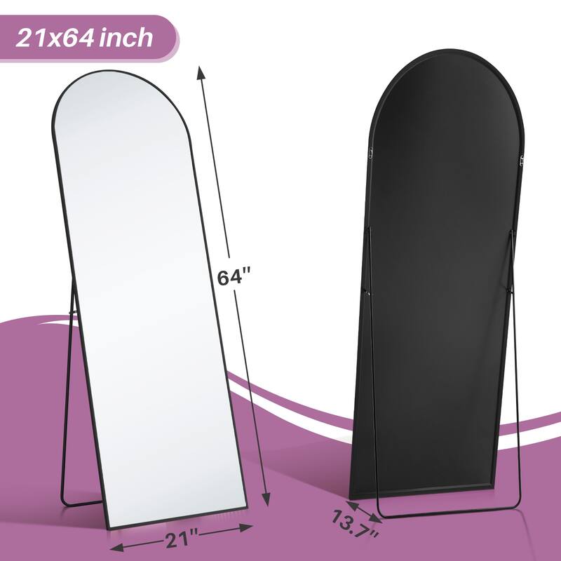 Full Length Mirror with Stand, Floor Mirror with Aluminum Alloy Frame for Bedroom, Standing Full Body Mirror for Wall, Cloakroom