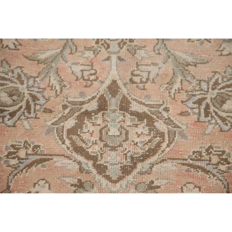 Hand Knotted Oriental 100% Wool Carpet Traditional Floral Pink Mashad Area Rug - 12' 6'' X 9' 10''
