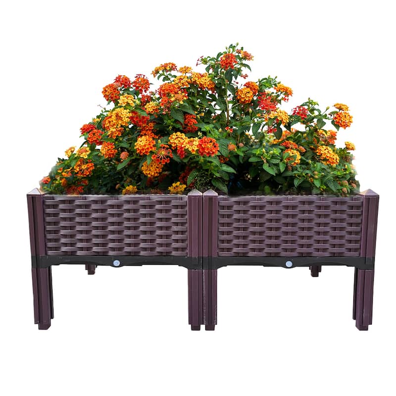 Plastic Raised Garden Bed - Brown