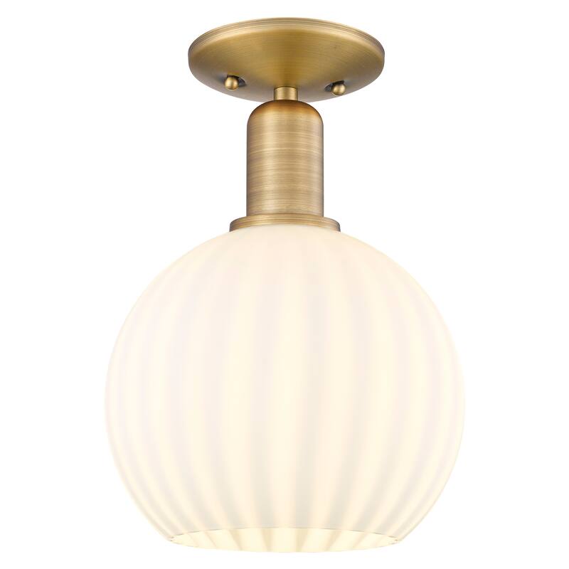 Innovations Lighting Endless Possibilities Arcadia - White Venetian - 1 Light 8" Semi-Flush Mount - Brushed Brass