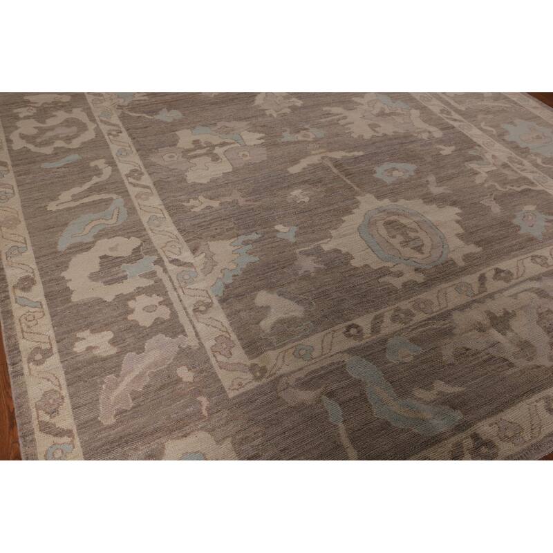 Brown Oushak Turkish Area Rug Handmade Wool Carpet - 8'5" x 9'10"