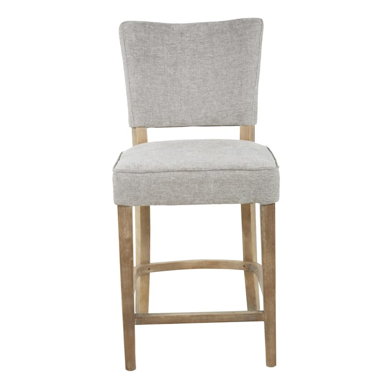Rea Counter Stool Chair, Plush Light Gray Fabric, Oak Gray Solid Wood