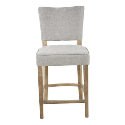 Rea Counter Stool Chair, Plush Light Gray Fabric, Oak Gray Solid Wood