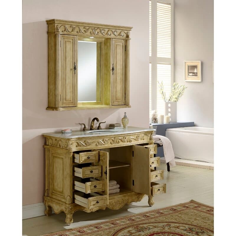 Hidden - 48" Bathroom Vanity Sink with Cream Marble Top