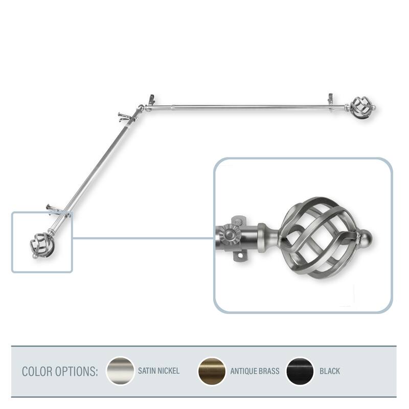 InStyleDesign Torison Corner Window Curtain Rod 13/16 inch dia. - each side 120-170 inches - satin nickel