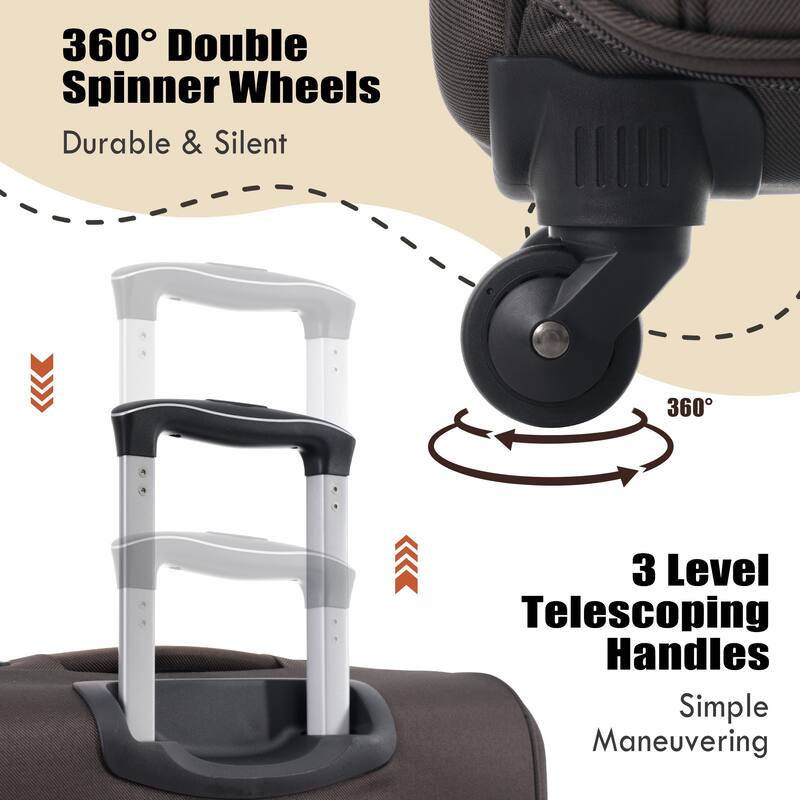 Softside Luggage Set with Expandable Suitcases, Duffel Bag, and TSA Lock, 4 Multi-Directional Spinner Wheels (20/24/28in)