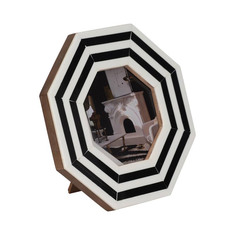 Resin Contemporary Octagon Photo Frame - Black