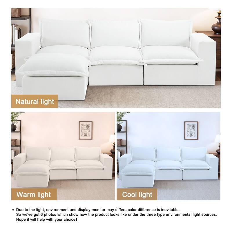 Comfy Cloud Chenille Upholstered Sectional Sofa with Pillow-Top Cushion