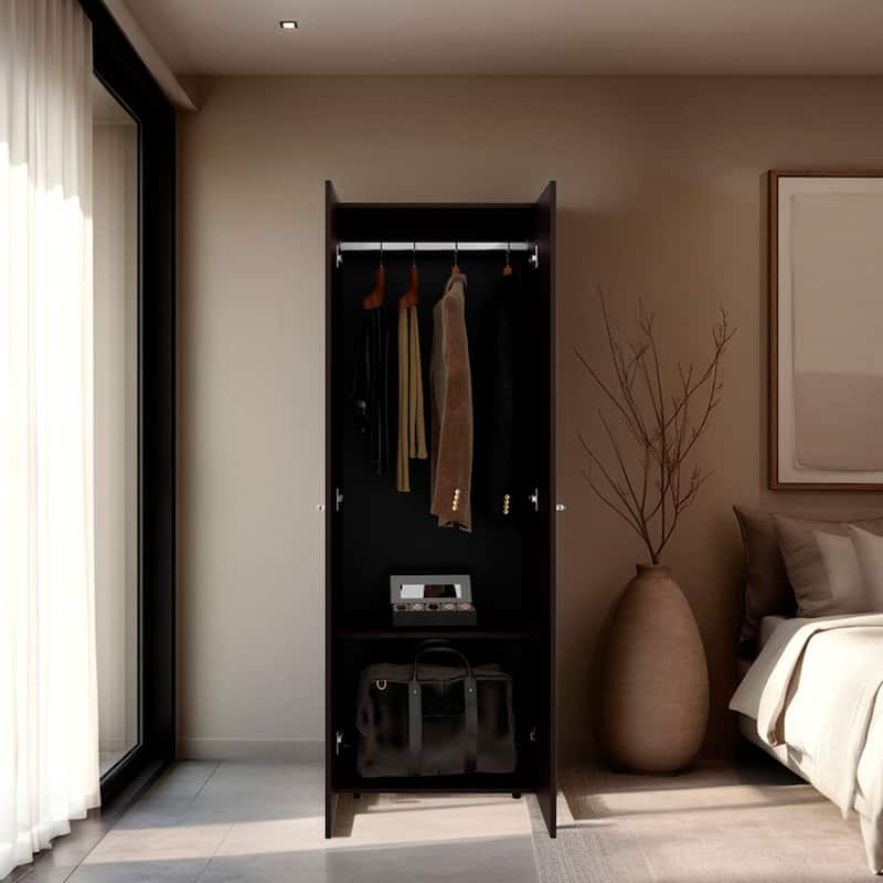 Rossetta Modern 2-Door Rectangular Shape Simple Wardrobe Cabinet - Walnut