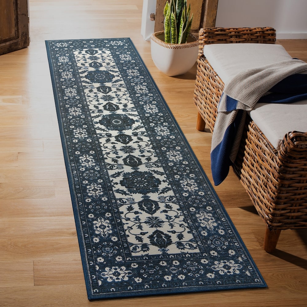 My Magic Carpet Machine Washable Accent Rug Ramage Blue