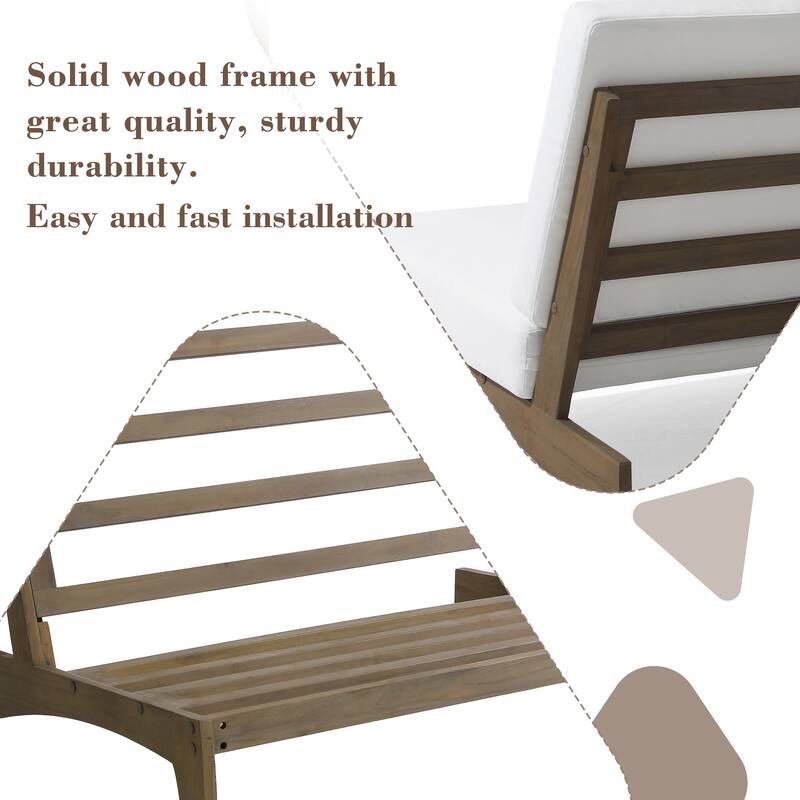 4 Set Outdoor Patio Teak Wood Club Chairs Loveseat with Coffee Table