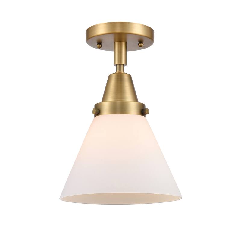 Innovations Lighting Caden Cone - 1 Light 8" Flush Mount - Brushed Brass/Matte White