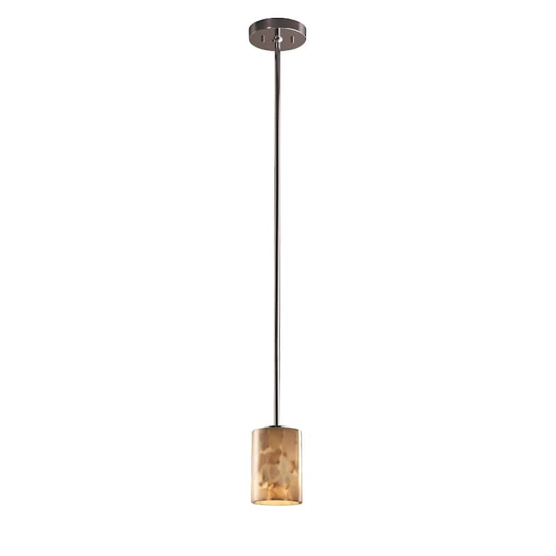 Justice Design Alabaster Rocks 1-light Brushed Nickel Mini Pendant, Rigit Stem Kit - Brushed Nickel