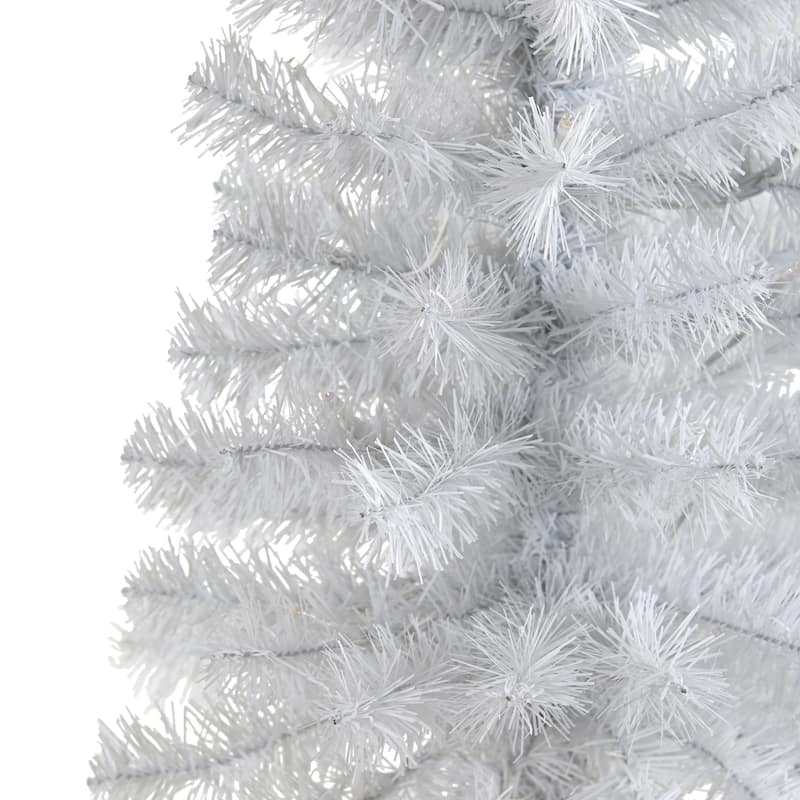 2’ Pre-Lit White Artificial Christmas Tree, Clear LED Lights - 2 Foot