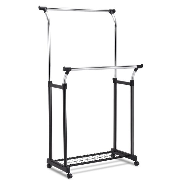 Shop Double Adjustable Clothes Hanger with Shoe Rack ...