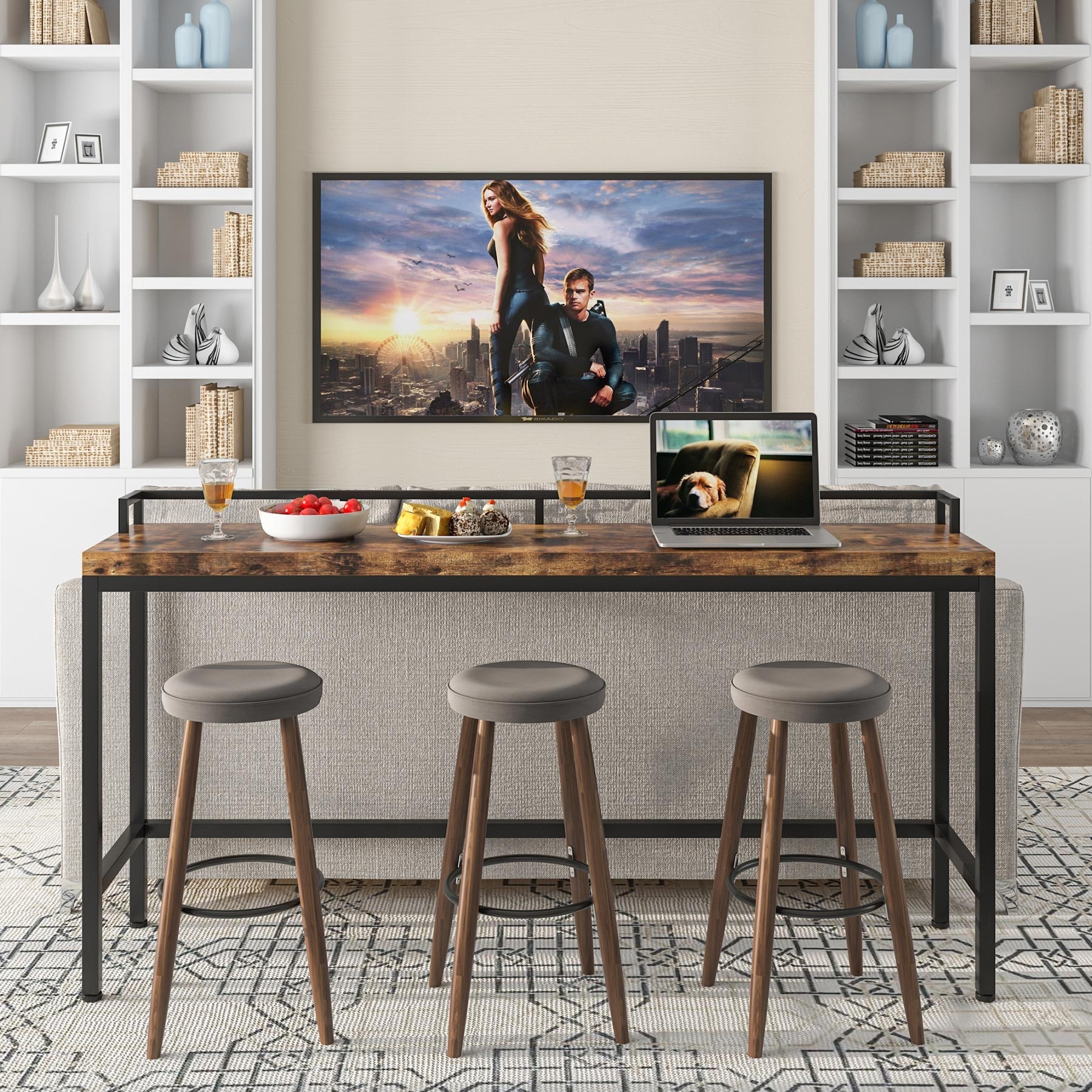 Long narrow table behind couch deals