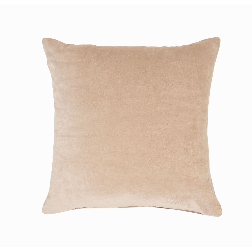 20" Taupe Solid Velveteen Square Throw Pillow