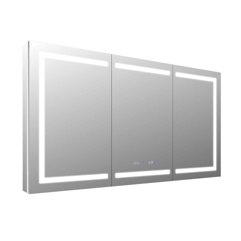 36'' H Recessed or Surface Mounted Bathroom LED Mirror Cabinet With Defogger, Dimmer, 10x magnifying